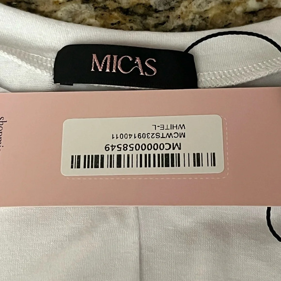 Mica’s Women's Ivory T-Shirt Solid Twist Front Crop Tee Beach Boho Casual L - Picture 9 of 10